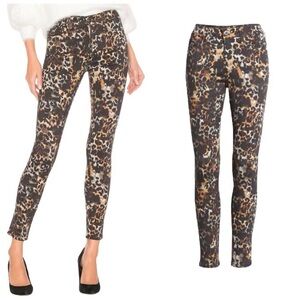 AG  Untamed Camo Dark Ivy Leopard Sateen Farrah Skinny Ankle Jean